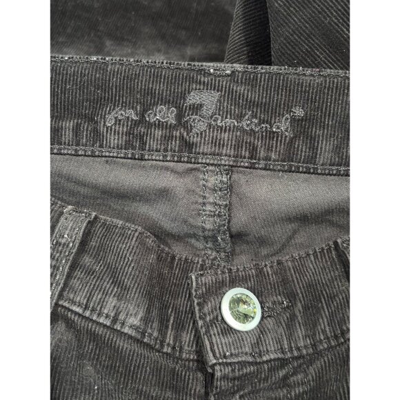 7 For All Mankind Black Corduroy Jeans Size 26 Mid-Rise Straight Leg Womens Pant - Picture 5 of 13